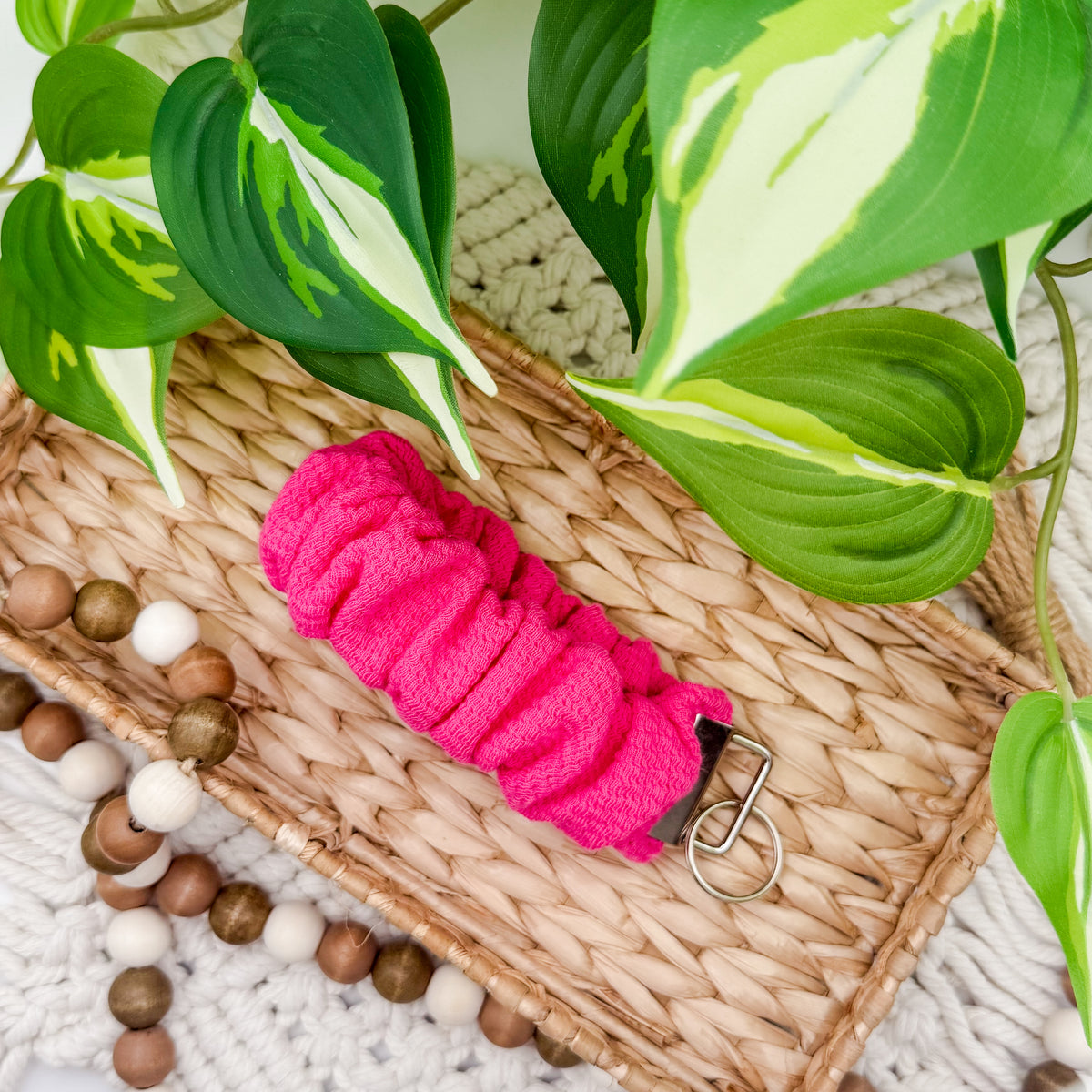 RTS Textured Fuchsia || Scrunchie Wristlet