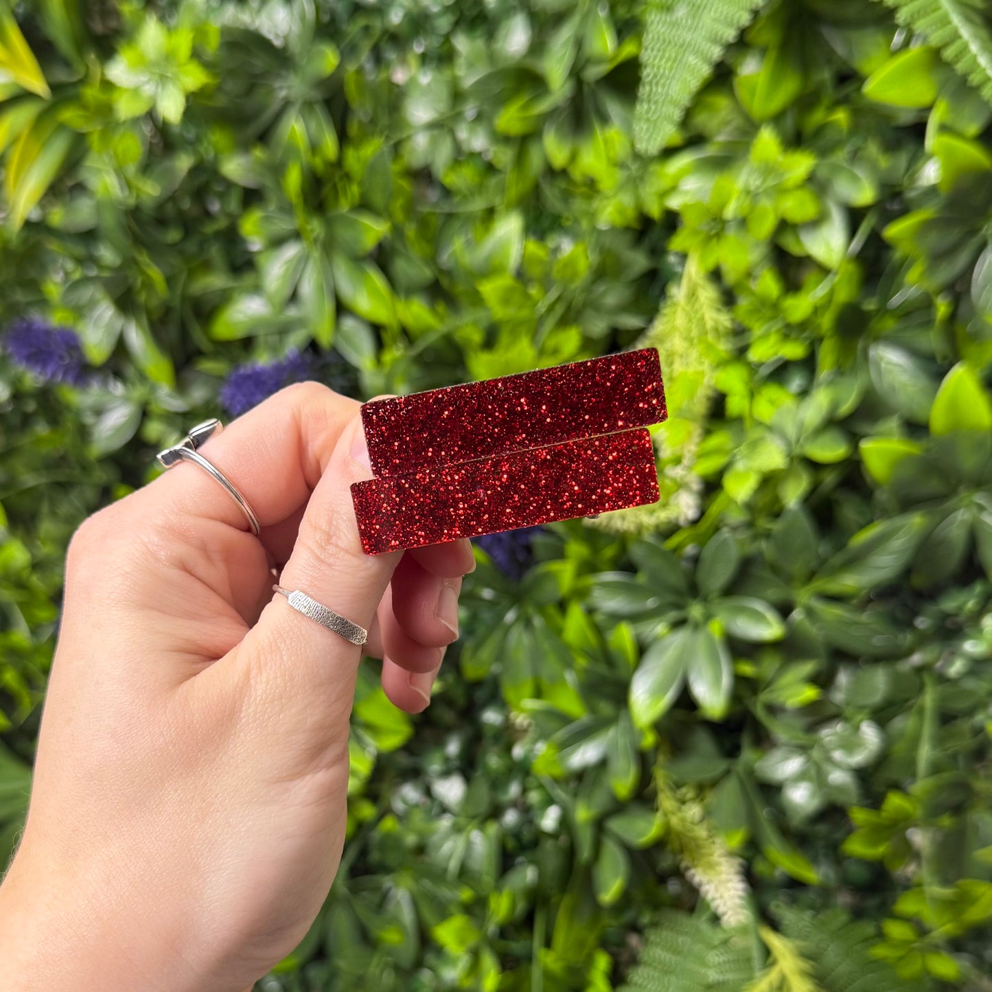 RTS Red Glitter || Bar Clip Duo