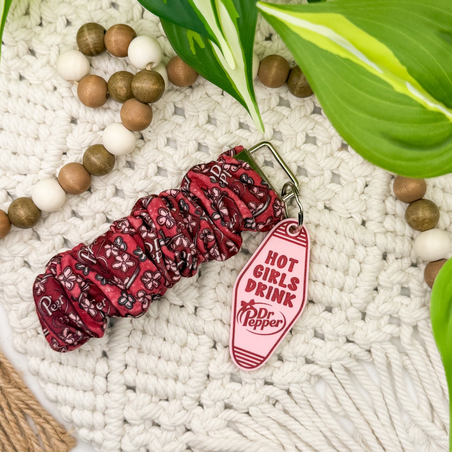 Hot Girls Drink Dr Pepper || Wristlet + Keychain Duo
