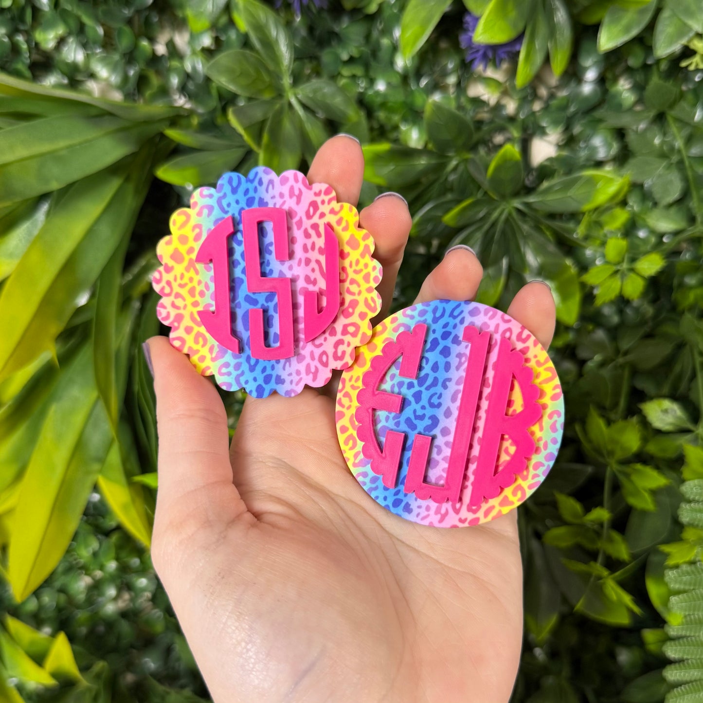 Rainbow Leopard Monogram || Hair Clip