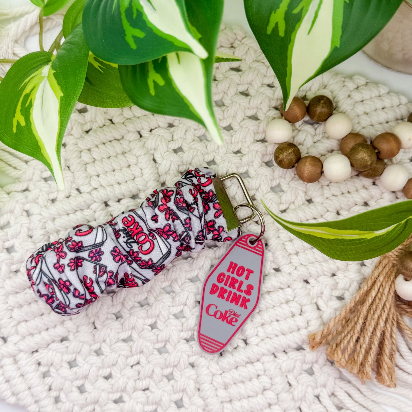 Hot Girls Drink Diet Coke || Wristlet + Keychain Duo