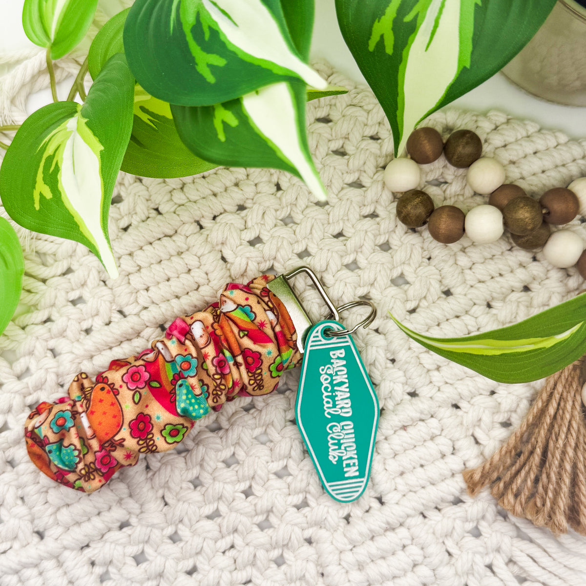 Backyard Chicken Social Club || Wristlet + Keychain Duo