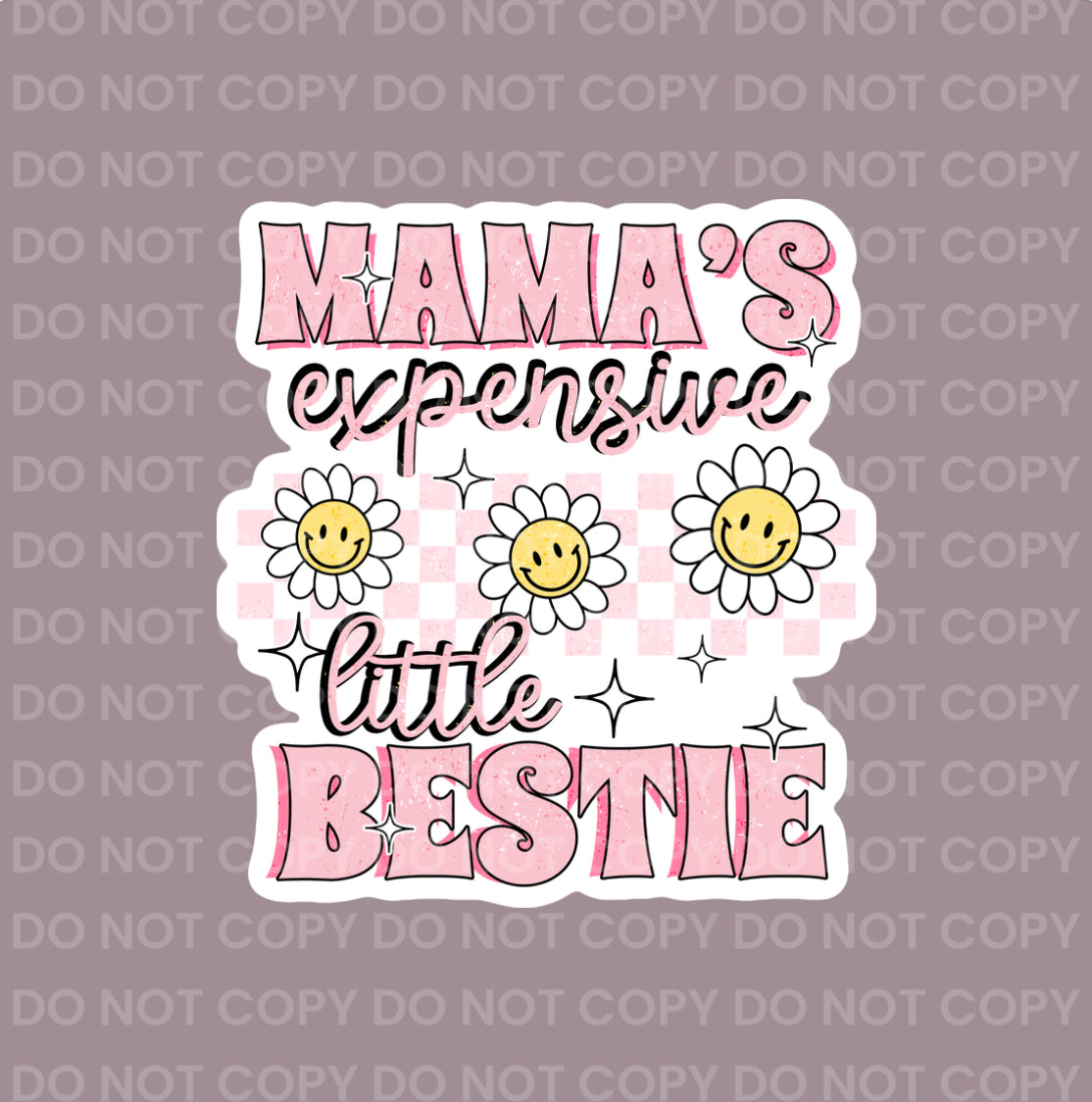 Mama's Expensive Little Bestie (pink check) || Bow Center