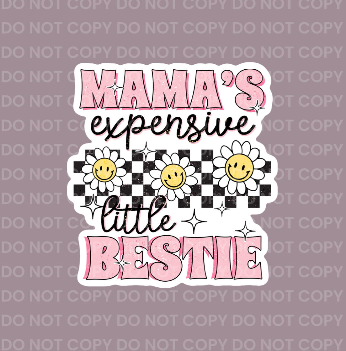 Mama's Expensive Little Bestie (black check) || Bow Center