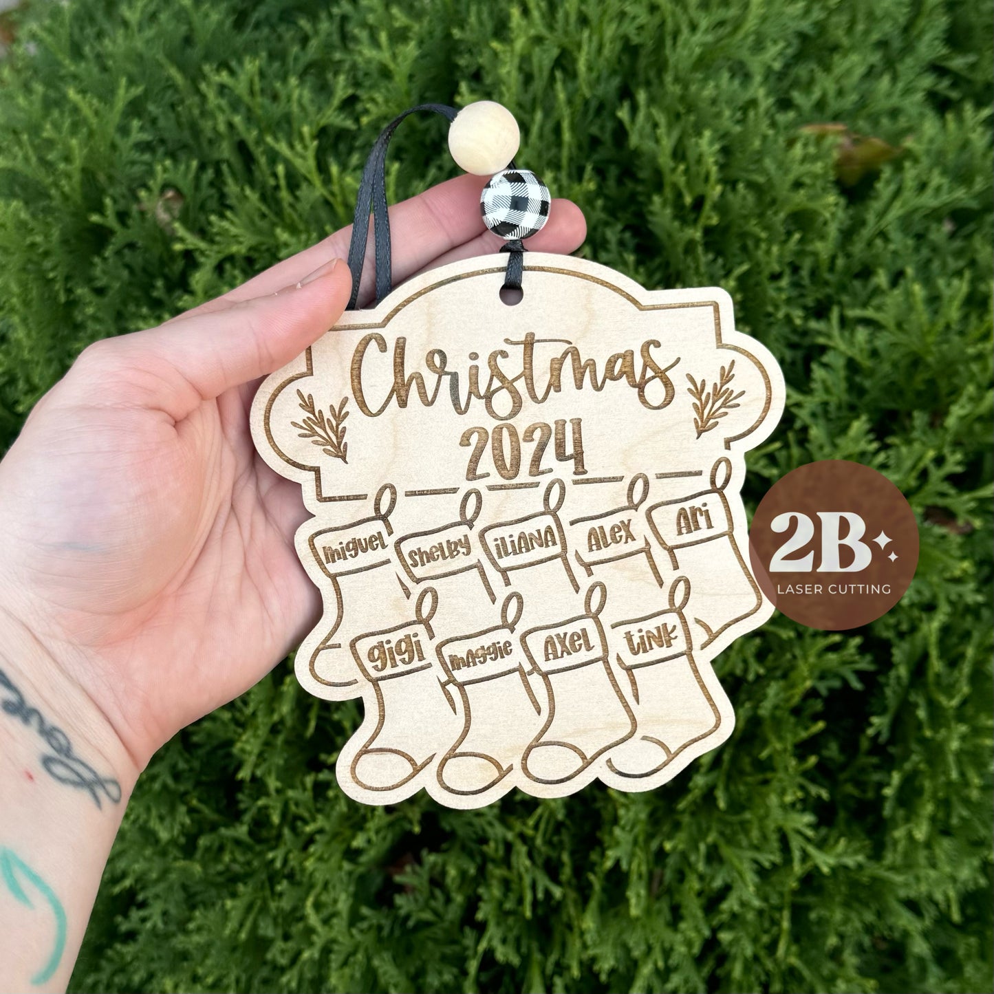 Family Stocking || Wooden Ornament (ws)