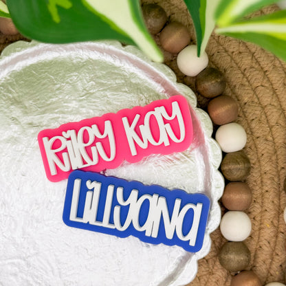 Solid Hair Clip w/ White Text