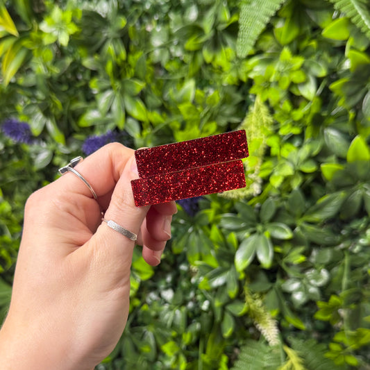 RTS Red Glitter || Bar Clip Duo