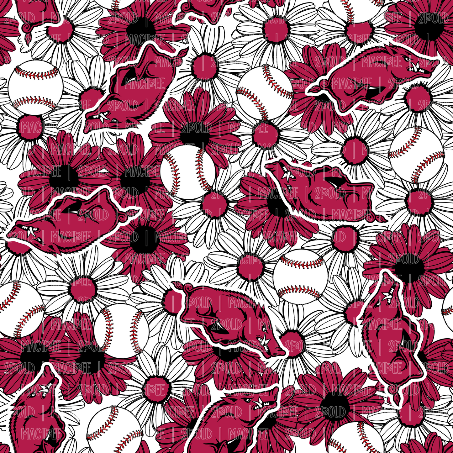 Razorbacks Flower || Seamless File