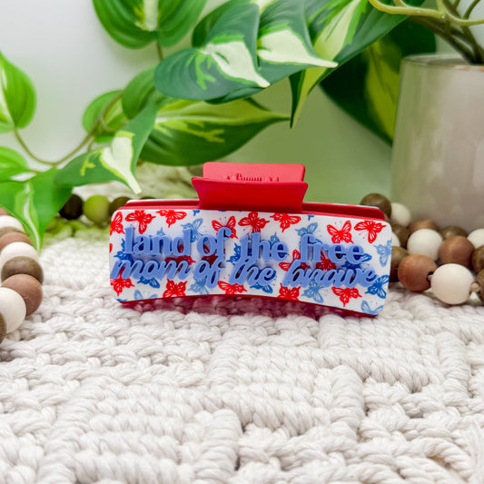 Land Of The Free Mom Of The Brave || Claw Clip