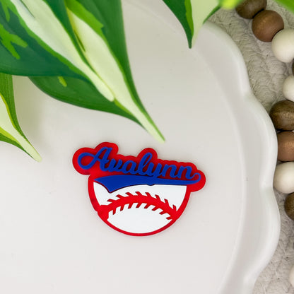 Personalized Half Baseball || Hair Clip