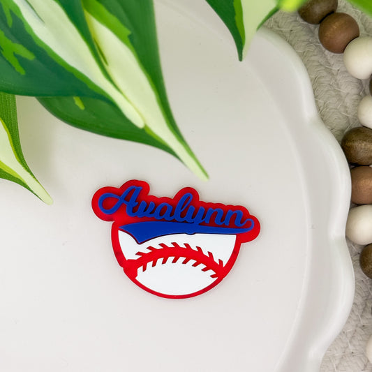 Personalized Half Baseball || Hair Clip