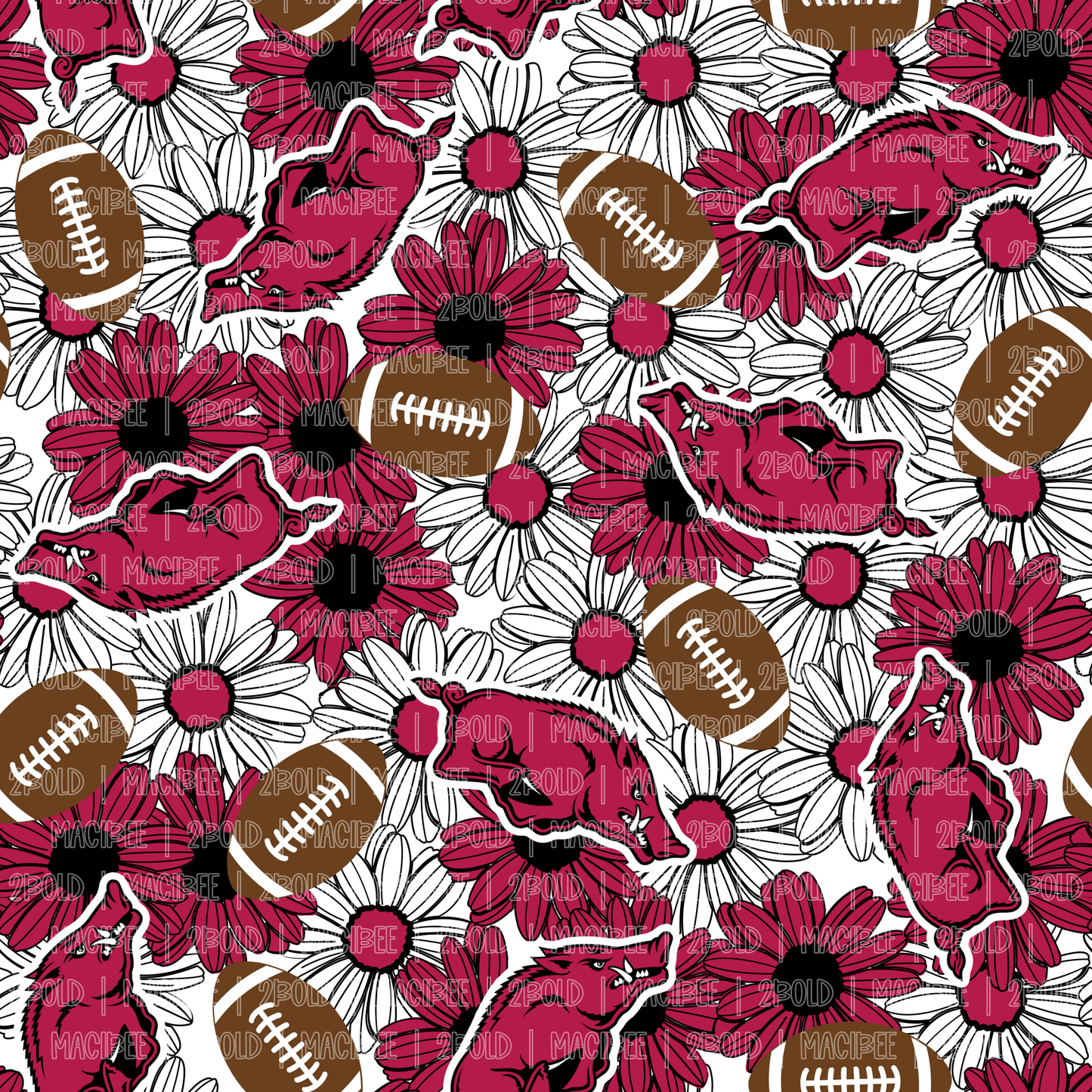 Razorbacks Flower || Seamless File