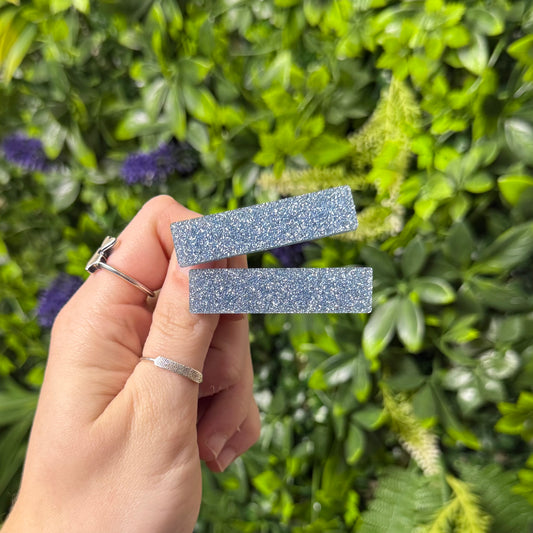 RTS Sky Blue Glitter || Bar Clip Duo