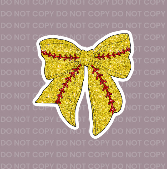 Softball Bow (faux glitter) || Bow Center
