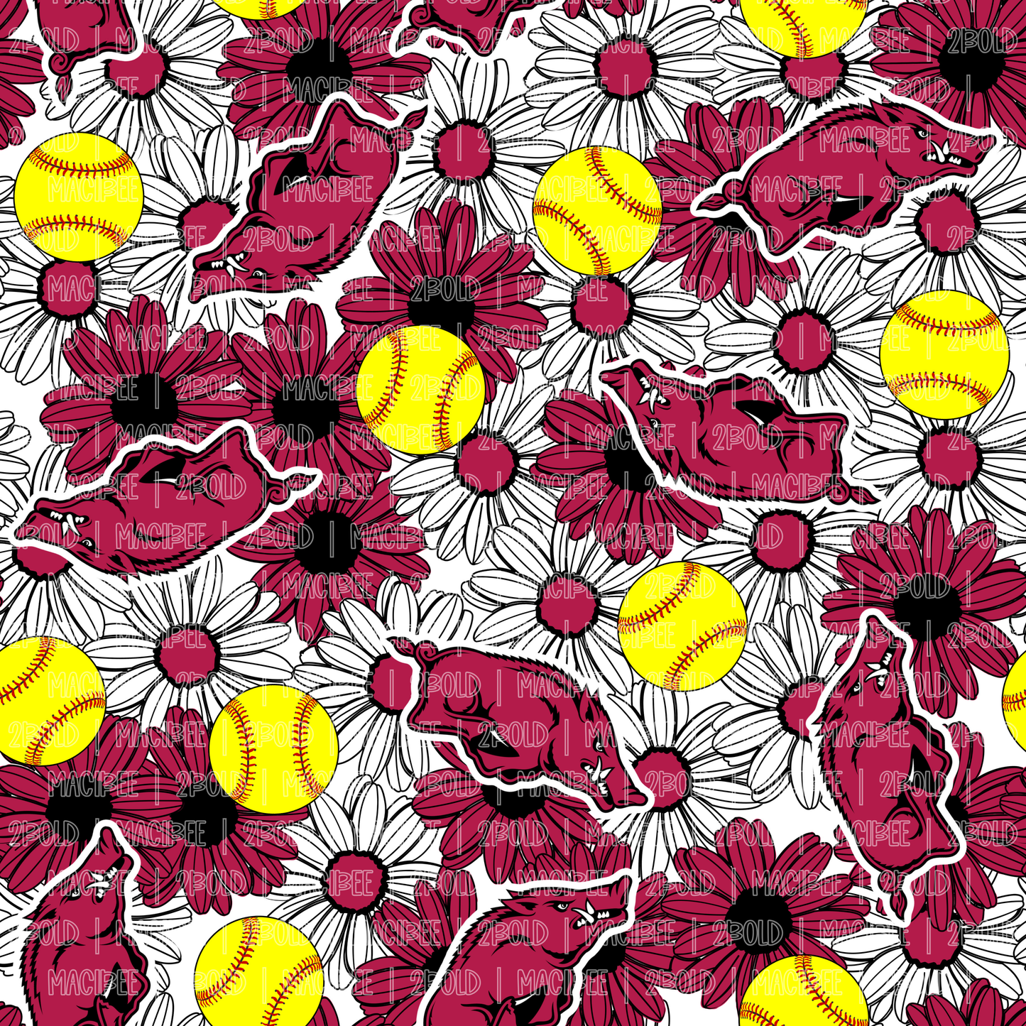 Razorbacks Flower || Seamless File