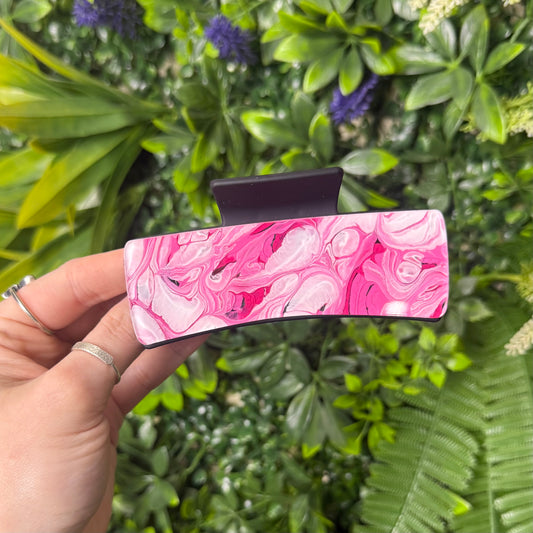 RTS Pink Paint Pour || Claw Clip