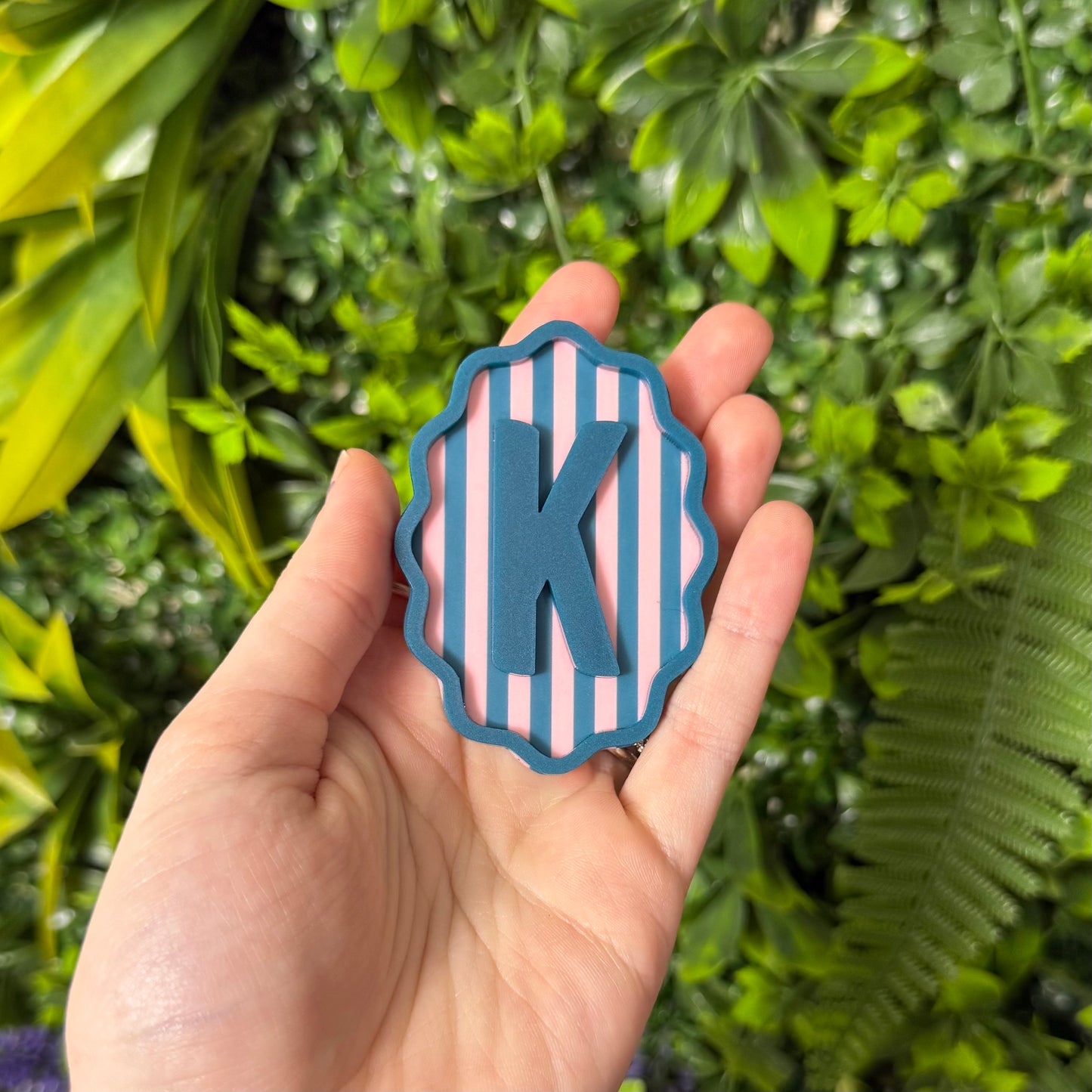 Wavy Striped Initial || Hair Clip (ws)