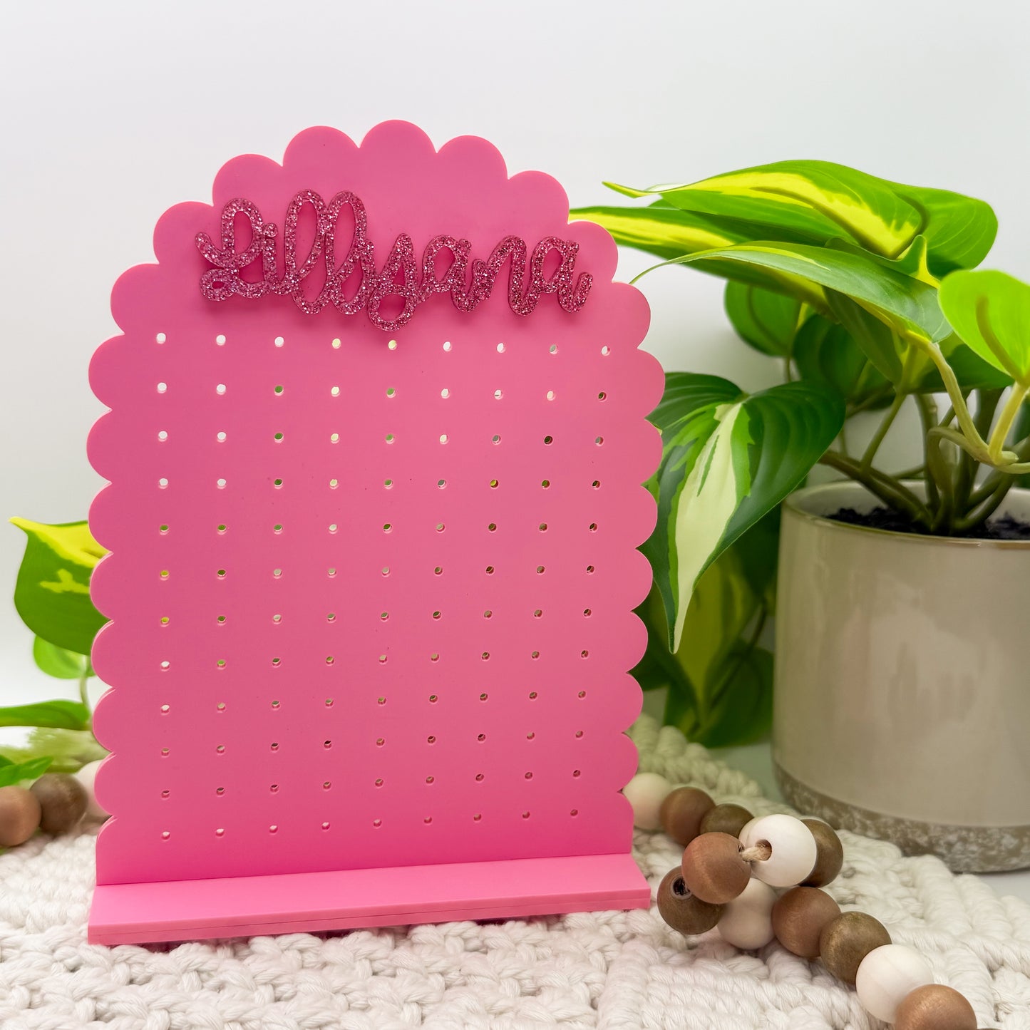 Personalized Scalloped || Earring Holder