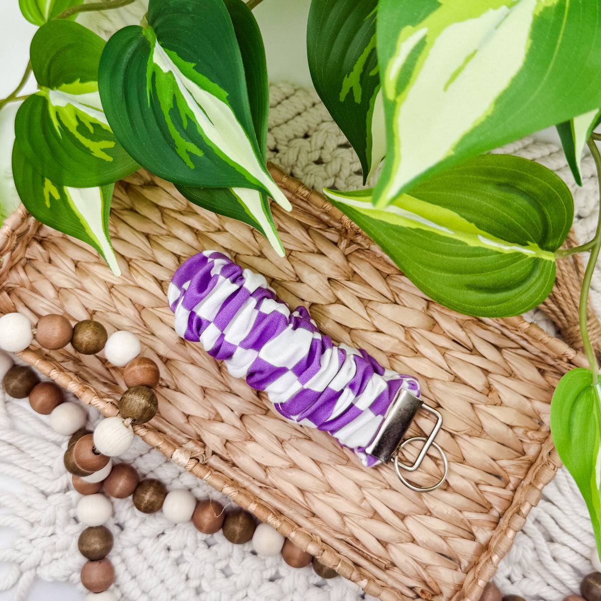 RTS Purple Check || Scrunchie Wristlet