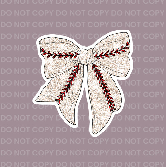 Baseball Bow (faux glitter) || Bow Center