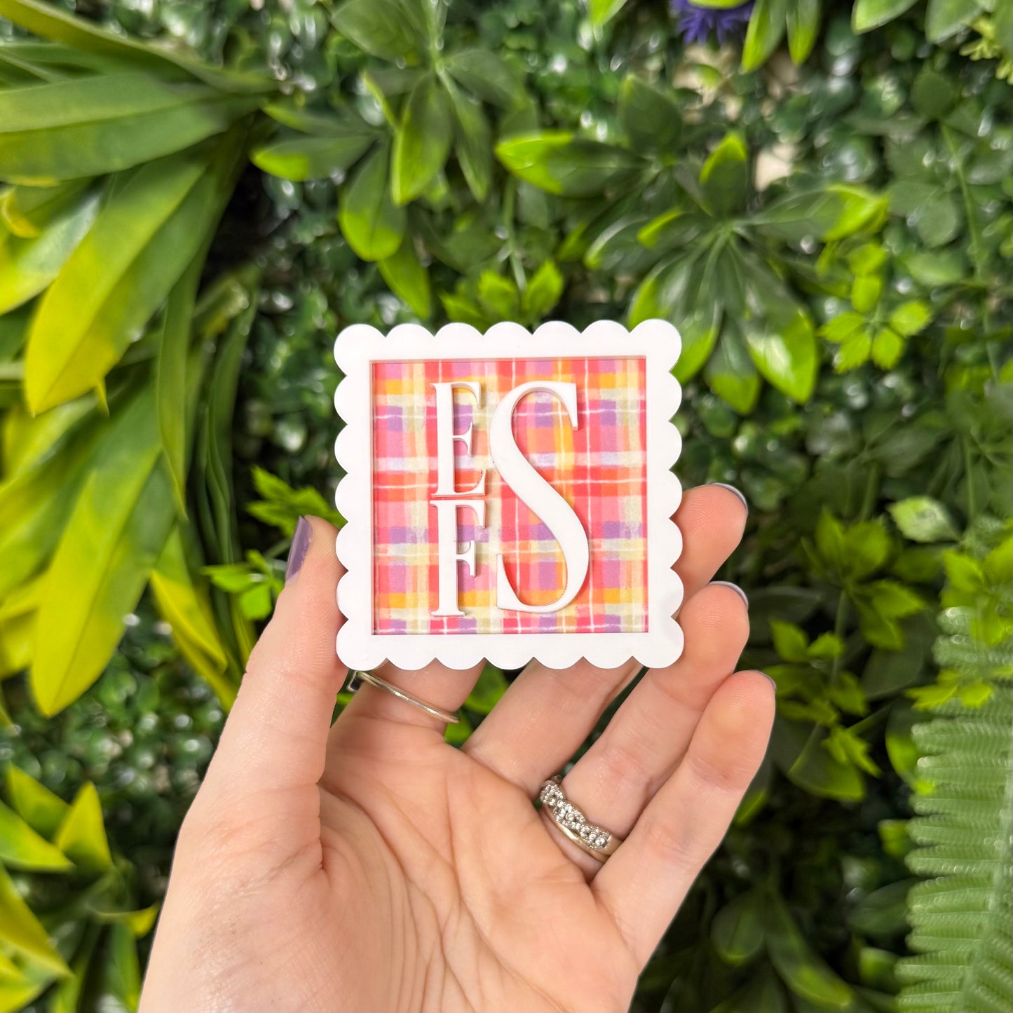 Plaid Monogram || Hair Clip