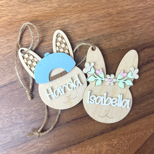 Wooden Boho Bunny || Bag Tag