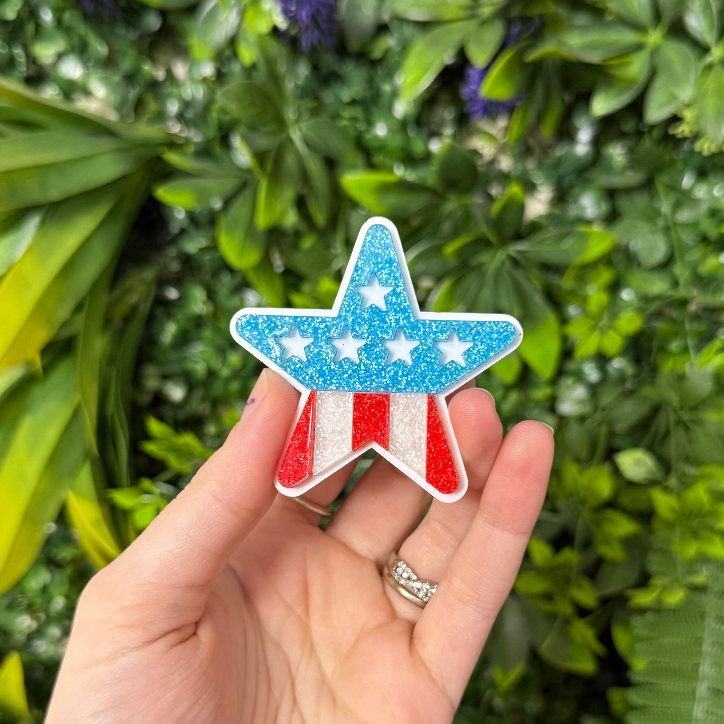 Glitter Stars + Stripes Star || Hair Clip