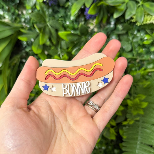 Personalized Hot Dog || Hair Clip