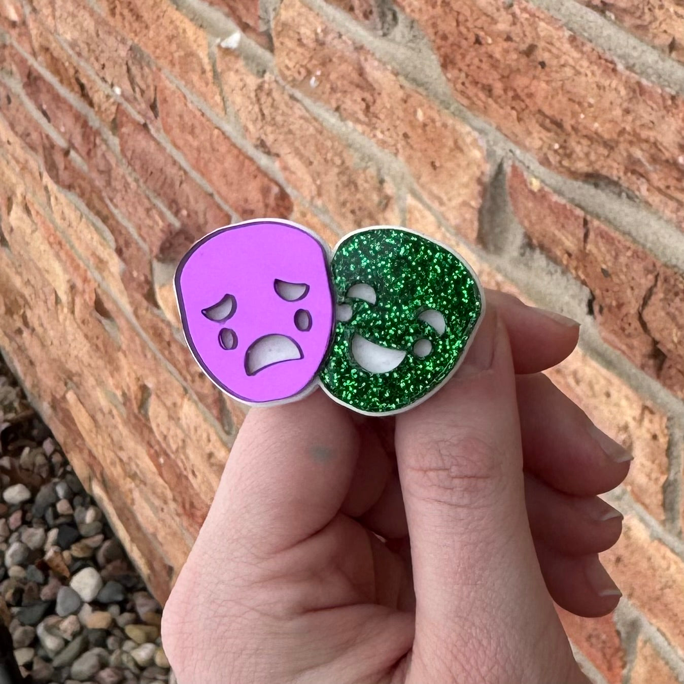 Purple + Green Joy + Sorrow Mini || Hair Clip