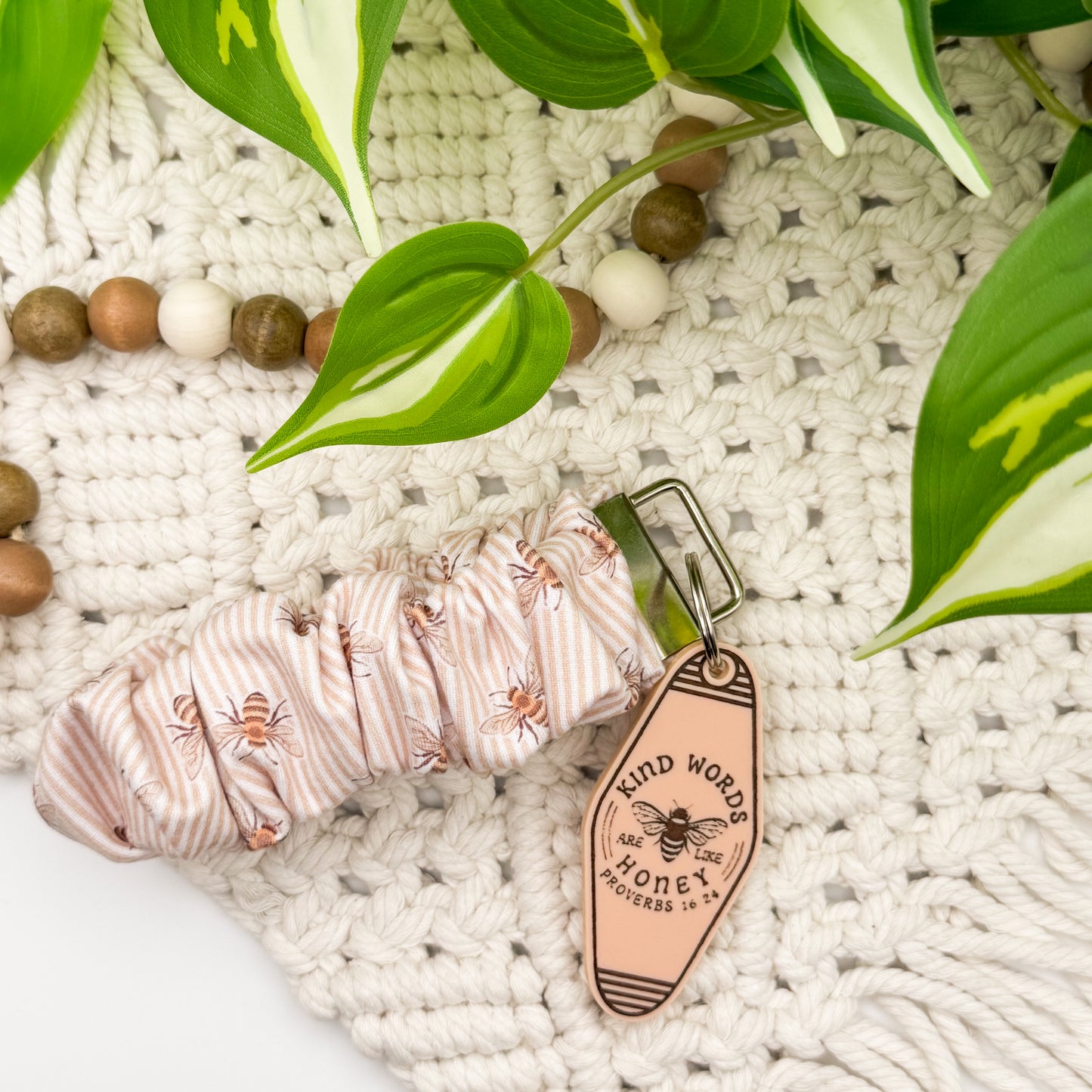 Kind Words Are Like Honey || Wristlet + Keychain Duo