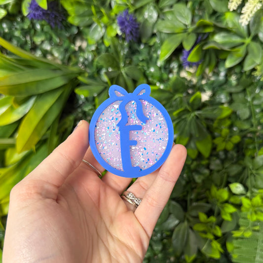 Round Coquette Initial || Hair Clip
