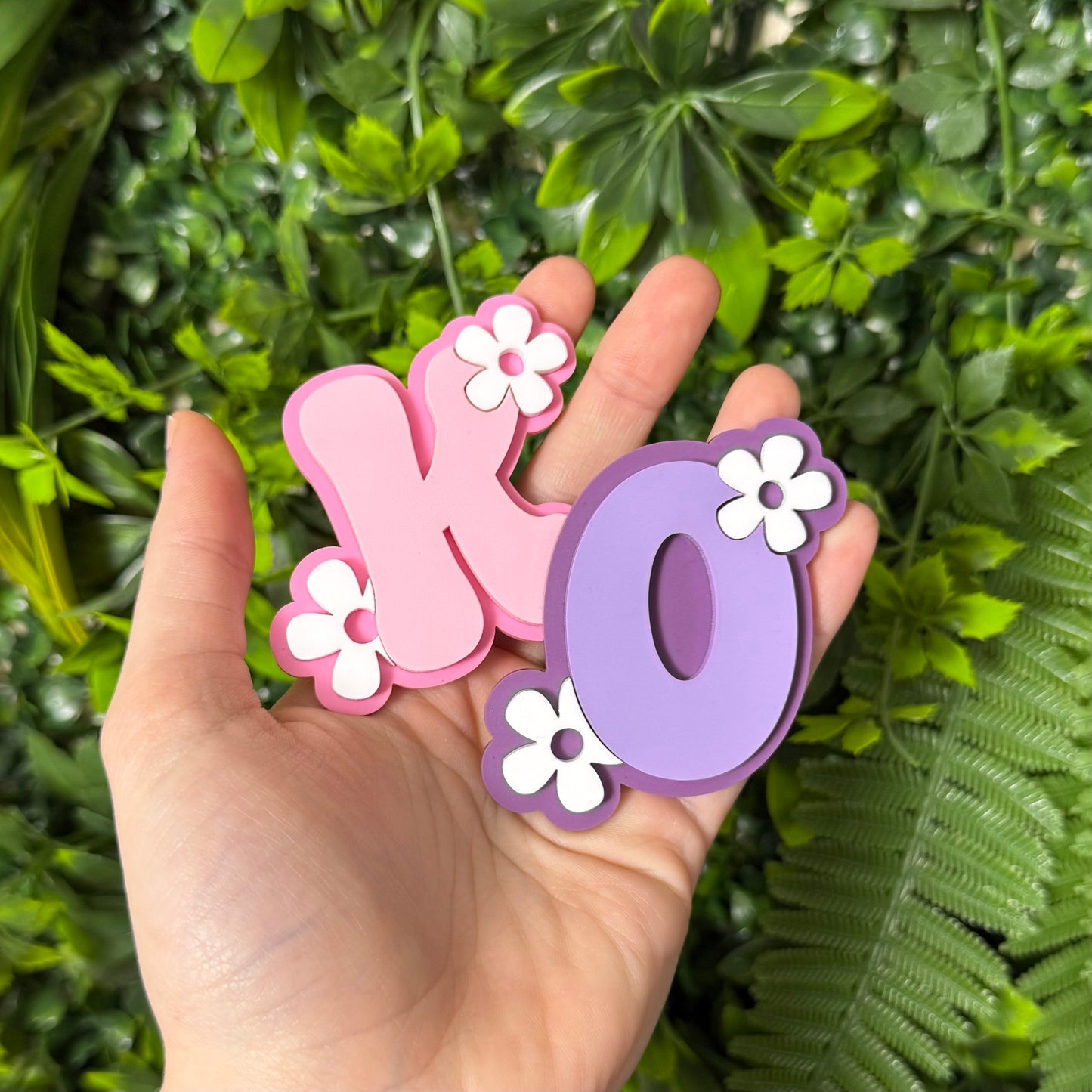 Groovy Flower Initial || Hair Clip