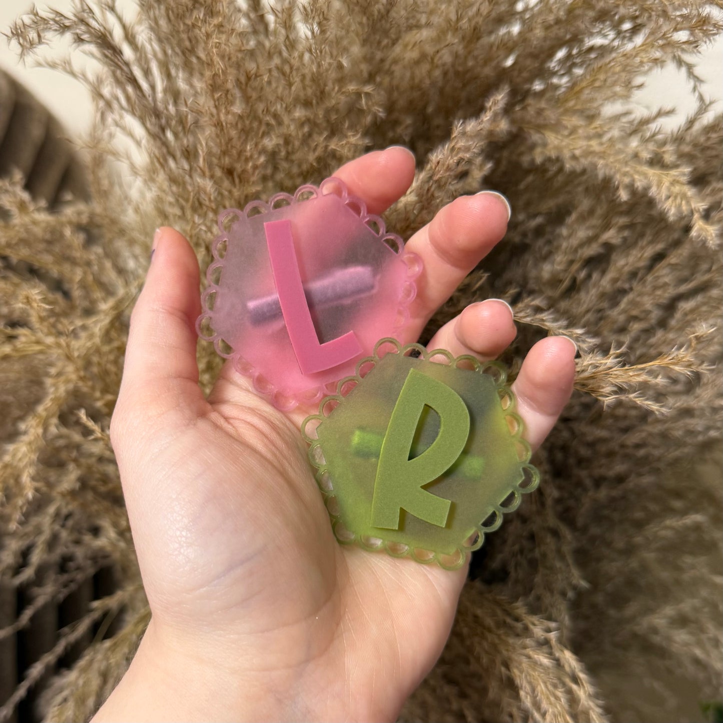 Scallop Hexagon Initial || Hair Clip