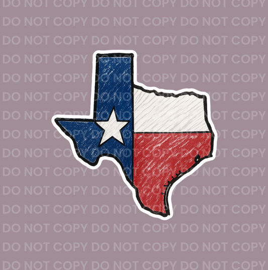 Hand Drawn Texas Flag || Bow Center