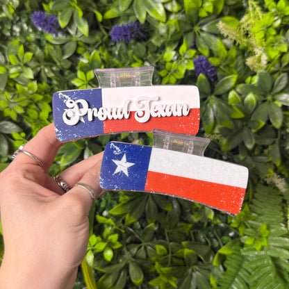 Distressed Texas Flag || Claw Clip