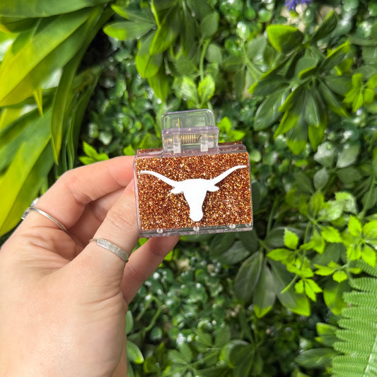 Longhorn Glitter || Mini Claw Clip
