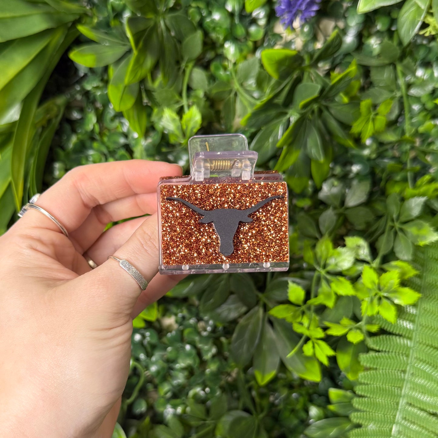 Longhorn Glitter || Mini Claw Clip