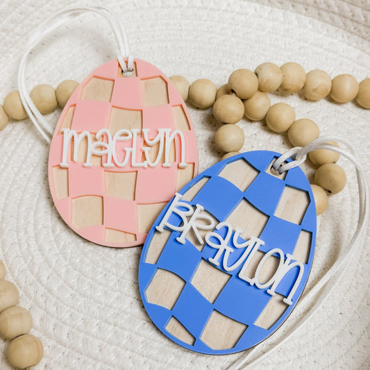 Checkered Easter Egg || Bag Tag