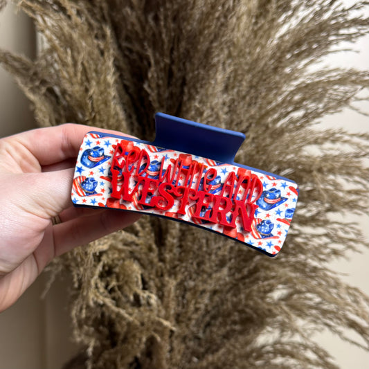 Red, White and Western || Claw Clip