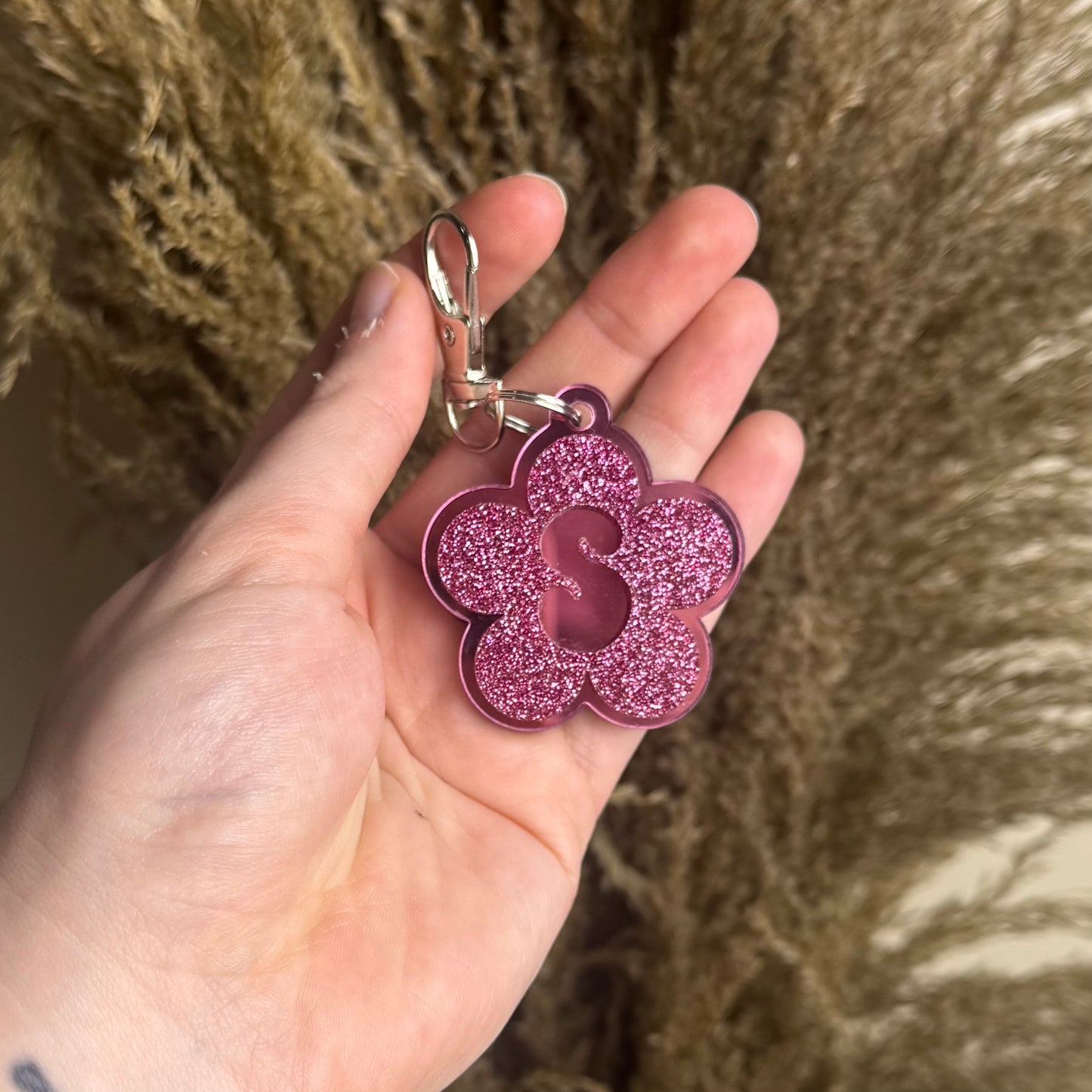 Flower Initial || Keychain