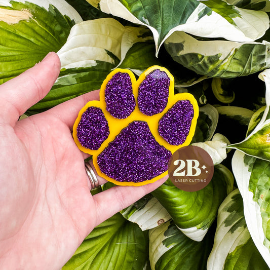 LSU Glitter Paw || Hair Clip