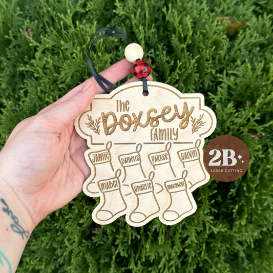 Family Stocking || Wooden Ornament